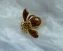 Joan Rivers Brown Python Bee Pin Copper Enamel  Snake Skin Effect Crystal Brilliants