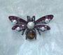 Vintage Signed Joan Rivers Butterfly Insect Bug Rhinestone Pearls Pin Brooch