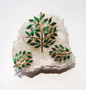 Vintage Trifari Tree of Life Pin Earrings Set Green Enamel leaves Christmas Brooch Too!