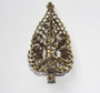 Vintage DODDS  Rhinestone Christmas Tree Brooch Open Work Gold Metal
