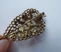 Vintage DODDS  Rhinestone Christmas Tree Brooch Open Work Gold Metal