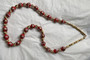  Vintage Venetian Glass Red Wedding Cake Beads Necklace 1950's Murano Long  Necklace + Elongated Gold Twist Ribbed Beads