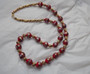  Vintage Venetian Glass Red Wedding Cake Beads Necklace 1950's Murano Long  Necklace + Elongated Gold Twist Ribbed Beads