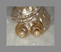 Vintage Christian Dior Gold Big Pearl Rhinestone Clip Earrings Nautilus Swirls