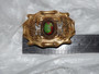 Antique Victorian Sash Pin Rare Art Glass Cab Stone Nature Leaves Brooch