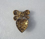 Vintage Czech Pin Big Ornate Bow W/ Heart Drop Rhinestone Brooch Sweet Romance