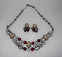 Vintage Schreiner Inverted Stones Signed Austria Necklace Earrings, Schreiner For Austria Rare