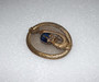 Antique Austro Hungarian Victorian Pin W/ Dragon Brass Metal Blue Glass Stone