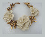 Oscar De La Renta Gold Plated Camellia Flowers Necklace Runway Couture Rare Piece!