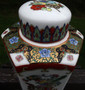 Chinese Export Rose Medallion Porcelain Tea Caddy Hand Painted Ornate 6 Sides