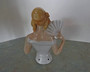 Antique GERMAN Porcelain HALF DOLL Lady w/Fan Curls Blonde Hair 3~3/4" H #7942