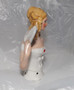 Antique GERMAN Porcelain HALF DOLL Lady w/Fan Curls Blonde Hair 3~3/4" H #7942