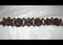 Victorian Revival Ornate Book Link Bracelet, Glass Chrysoprase Cabs, Rhinestones, Czech Hungarian