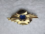 VTG 1940's MAZER PIN Big COBALT BLUE Stone RARE COBALT BLUE Baguette Rhinestones