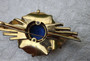 VTG 1940's MAZER PIN Big COBALT BLUE Stone RARE COBALT BLUE Baguette Rhinestones