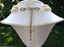 VTG ENAMELED FLOWER on SEASHELL NECKLACE 2 STRANDS Glass PEARLS with GLASS BEADS