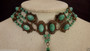 GORGEOUS ORNATE CZECH PEKING GLASS CHOKER NECKLACE~4 ROWS of  BEADS~BRASS METAL