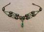 GORGEOUS ORNATE CZECH PEKING GLASS CHOKER NECKLACE~4 ROWS of  BEADS~BRASS METAL