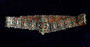 RARE CZECH EGYPTIAN REVIVAL BELT~BRASS~TURQUOISE GLASS CABS~SCARAB PHARAOH~2 DI 4