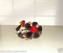 HAUTE COUTURE LUCITE BANGLE BRACELET~VTG ENAMEL FLOWERS~SHELL SEASHELL BUTTERFLY