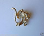 VERY CUTE VINTAGE TIGER PIN SIGNED M GENT~RED RHINESTONES~BIG ADORABLE HEAD~QQ