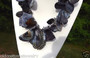 HUGE STONES AGATE SLAB GEMSTONE NECKLACE~VTG AB LEAF CENTER~SPIDER WEB VEINING