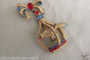 RARE 1940's UNSIGNED STARET TREMBLER PARROT in CAGE PIN~ENAMEL BOW & RHINESTONES