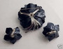 SELRO SELINI PIN EARRINGS SET~RARE MIDNIGHT BLUE ENAMEL FLOWERS~AB RHINESTONES