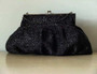 Vintage Heavily Beaded Purse BLACK GLASS BEADS Elegant Evening Bag 1940's