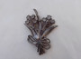 Art Deco POT METAL FLOWER SPRAY Pin~GLASS CABS~Rhinestones ~Enameled LEAVES