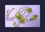 Vintage  Venetian Glass Necklace Iridescent Peridot Green W/Gold Flecks Beads