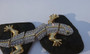 1980's Big Rhinestone lizard Gecko Articulated Shoulder Pin Brooch Gold Garden Pond