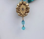 JULIANA AB CAMEO PENDANT, TURQUOISE CRYSTAL BEADS & HOWLITE SLABS NECKLACE