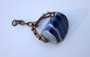 Old Jewelry Antique Victorian Spinner Watch Fob With Blue Banded Agate Stone