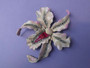 Huge Art Deco Pink Enamel ORCHID IRIS Pin Rhinestones Reja or Sandor