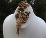 Early Miriam Haskell Flower Spray Brooch Bell Flowers Pearls & Gold Beads BIG