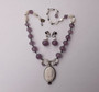 Antique Amethyst Beads & High Relief Carved BONE CAMEO NECKLACE Ers Set STERLING