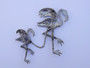 RARE 1930's CHANEL or REINAD for BOUCHER Rhinestone Flamingos Chatelaine Pin~Silver Pot Metal