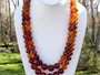 Vintage Honey Amber Lucite Necklace 1960's Double Strand Graduated Beads