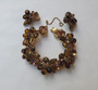 D&E Juliana Cha Cha Bracelet Earrings Set Gold Foil Cats Eye Rhinestones Crystal Beads