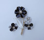 VINTAGE HUGE 4" POLKA DOT FLOWER PIN & EARRINGS SET 1960'S SIGNED AVON n r