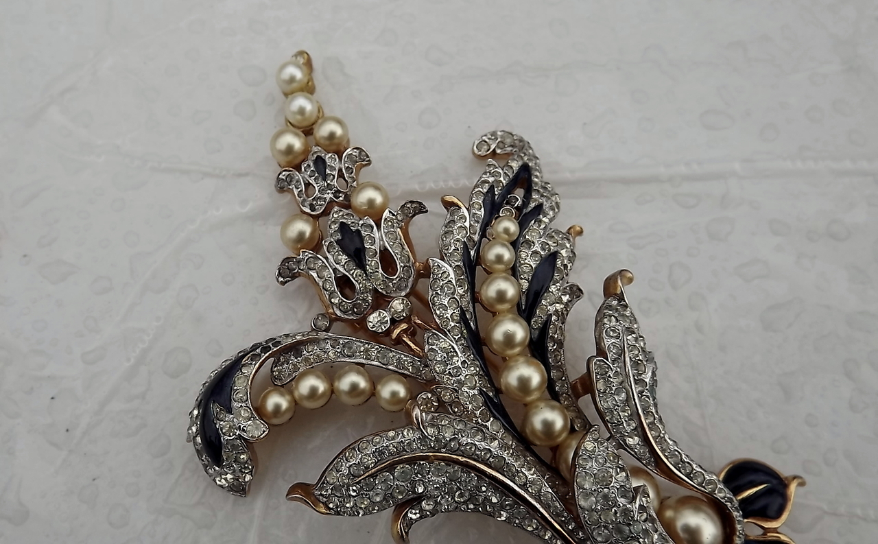 Trifari Empress Eugenie Series Crescent Moon Brooch at 1stDibs