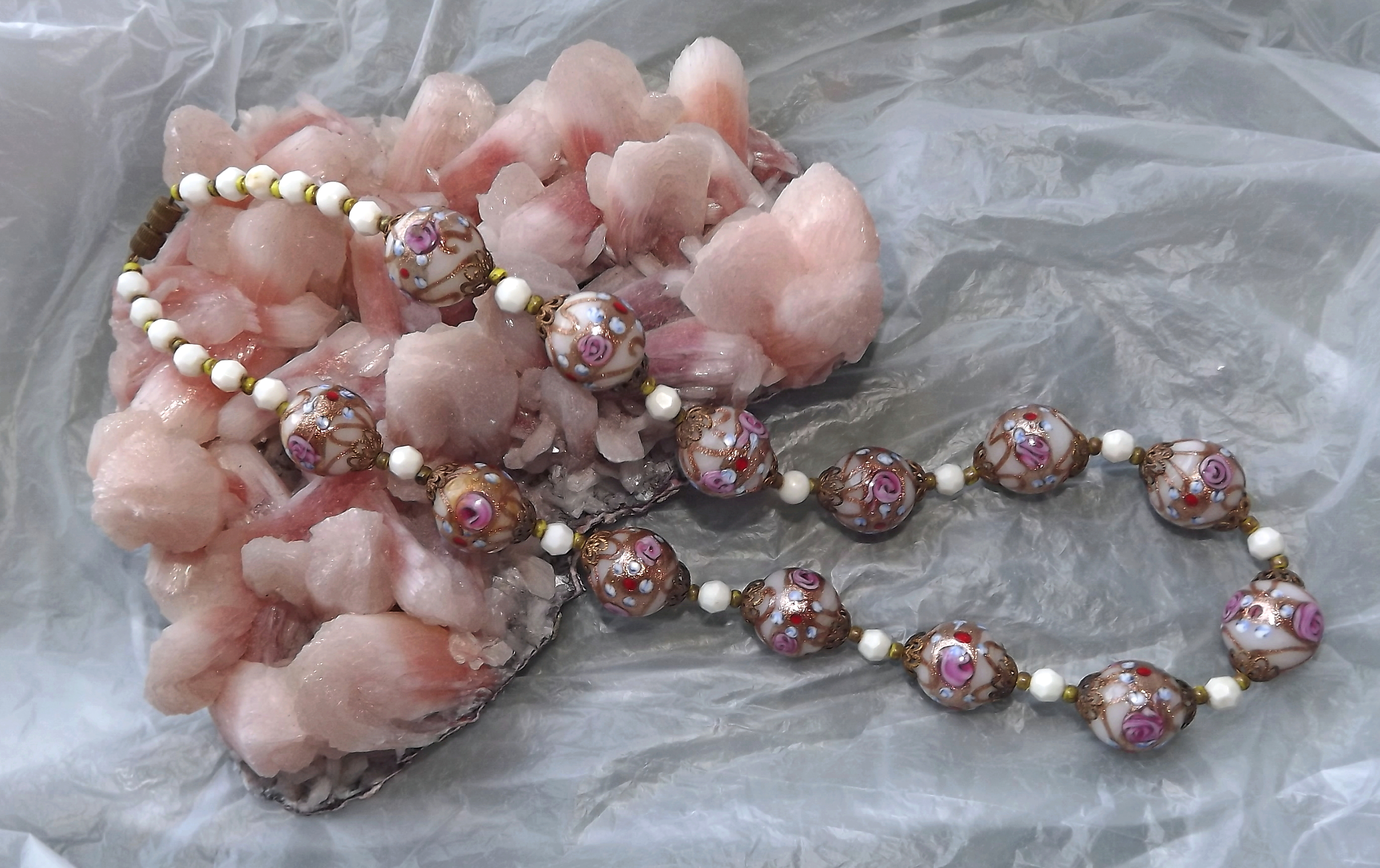 Louis Rousselet, Rare Necklace Old 50's, Glass Beads, Crystal, Necklace