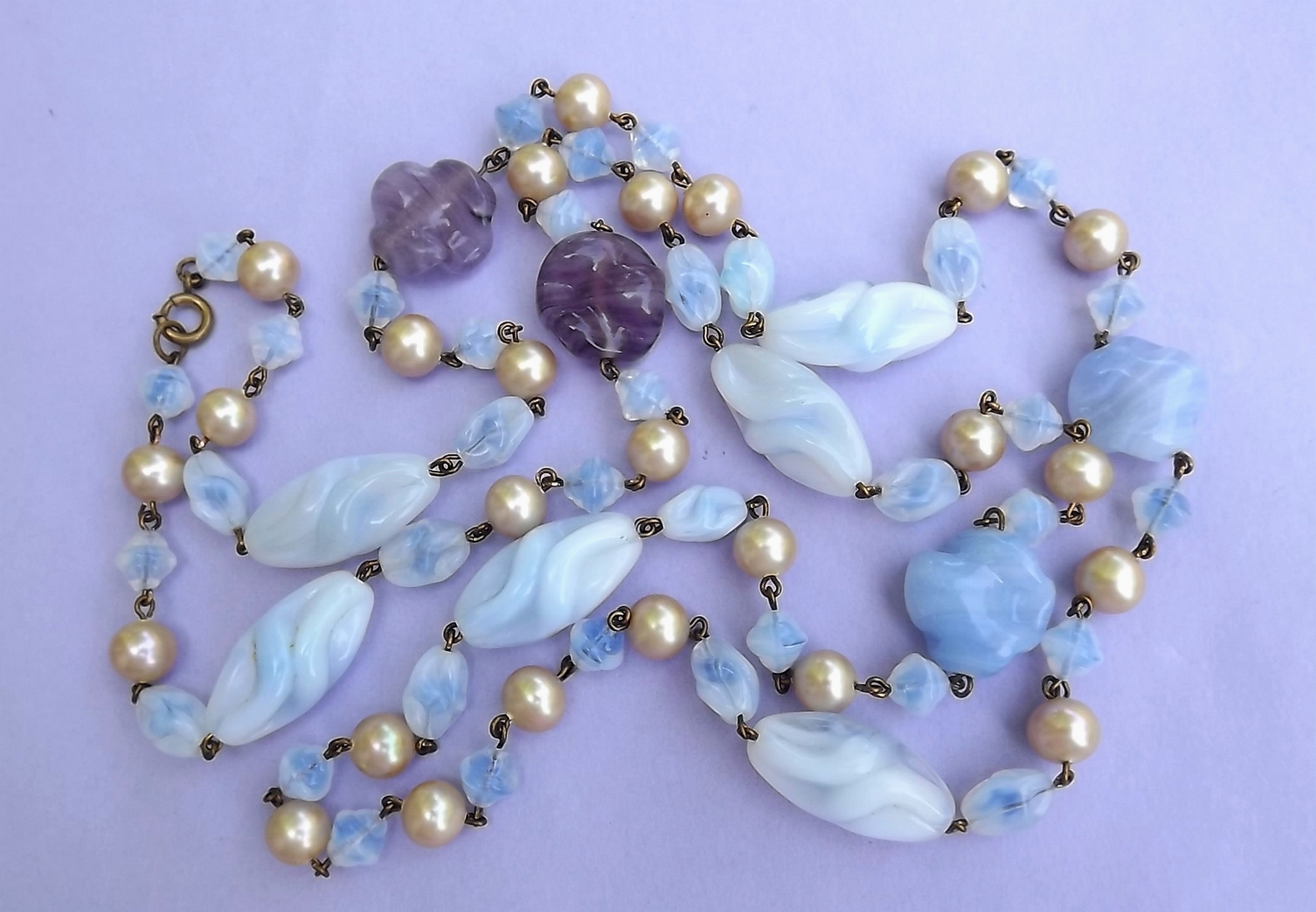 Miriam Haskell. Japanese glass pearls, cream, 07193, 8mm, vintage jewelry  supplies, glass pearls, vintage beads, vintage pearls, cream, baroque pearls,  jewelry making, jewelry history, Haskell, B'sue Boutiques, vintage beads,  Japanese pearls