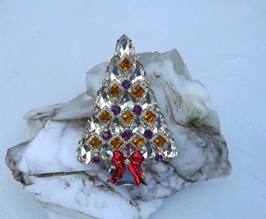 Super Bling Diamond Pear Shaped Rhinestones Christmas Tree Brooch Xmas ...