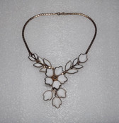 Crown Trifari Poured Milk Glass Flower Necklace Gripoix Glass Dogwood Bloom