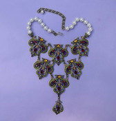 Heidi Daus Beguiling Baroque Necklace Pearl Rhinestones Retired Color