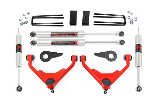 Rough Country - 3 Inch Lift Kit - M1 - FK/FF - Chevy/GMC Sierra/Silverado 2500 HD Suburban/Yukon XL 2500 (01-10) - 85941RED