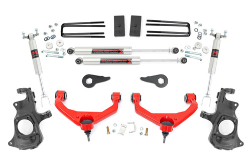 Rough Country - 3.5 Inch Knuckle Lift Kit - M1 - w/ Overloads - Chevy/GMC 2500HD/3500HD (11-19) - 97640RED