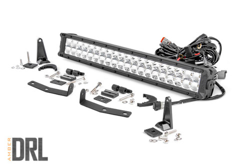 LED Light Kit - Bumper Mount - 20 in. Chrome Dual Row - Amber DRL - Nissan Titan XD (16-23) - 70646DRLA